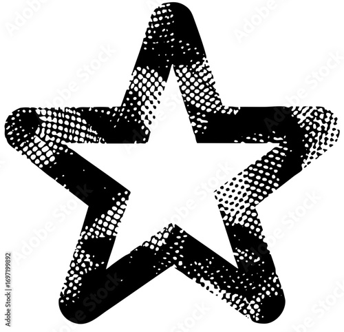 Vector Bold star with halftone texture.