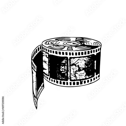 Vector Vintage film reel with imagery