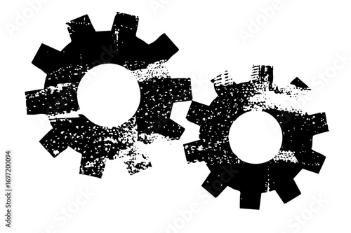 Vector Interlocking Gears with Distressed Texture