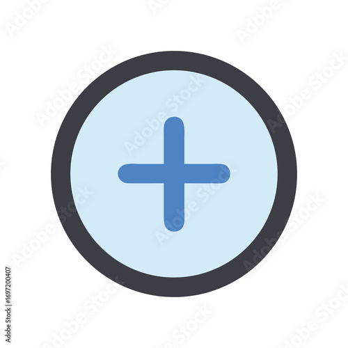 Blue Plus Sign Icon in a Circle Shape Design Icon
