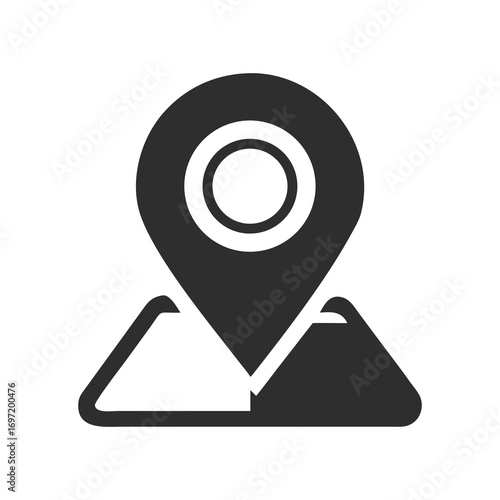 Dark Gray Map Pointer Icon Above Simple Map View