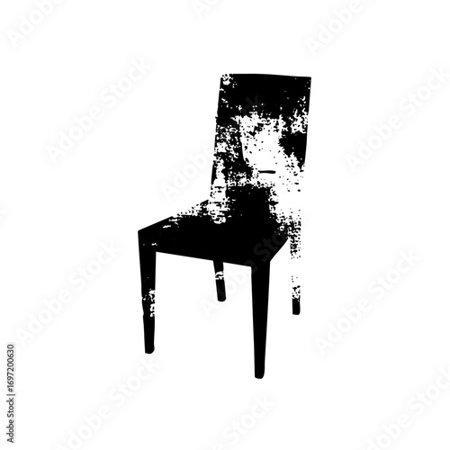 Vector Abstract black chair with distressed texture.