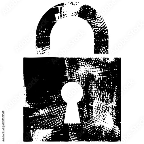 Vector Distressed padlock with keyhole opening.