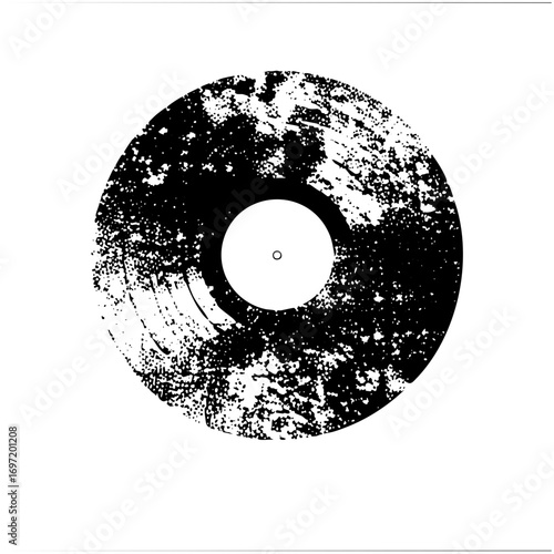 Vector Abstract vinyl record with distressed texture.