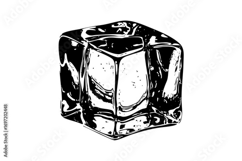Vector Detailed of a crystalline ice cube.