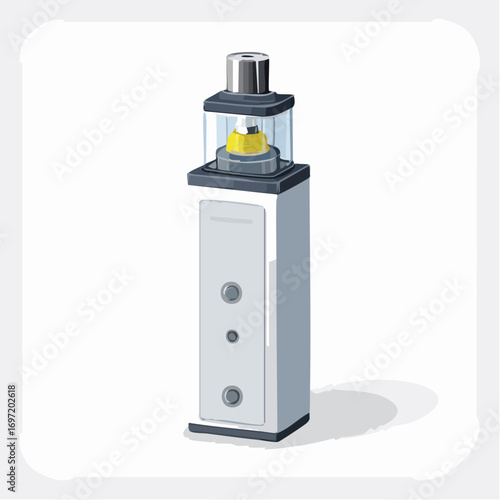 Cigarette électronique en gros plan, isolée, arrière plan blanc