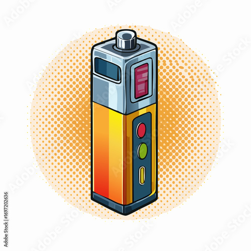 Cigarette électronique colorée en gros plan, isolée, arrière plan blanc