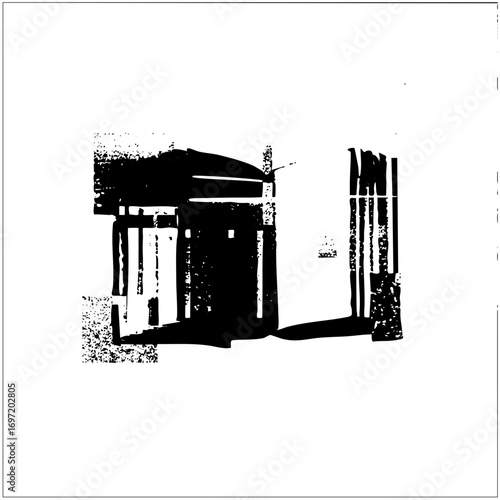 Vector Geometric temple with columns and a shadowed facade.