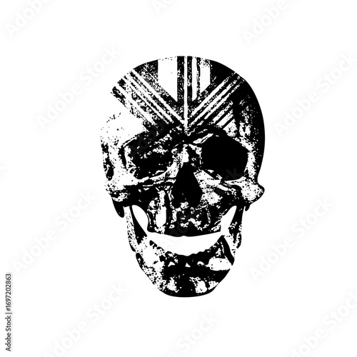 Vector Distressed skull with dynamic lines