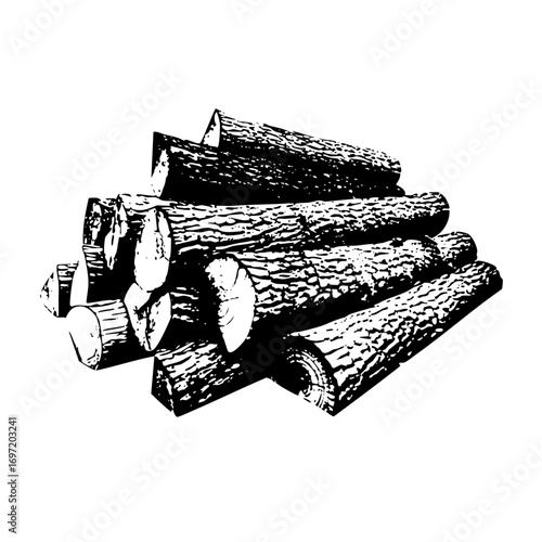 Vector Stacked firewood logs in monochrome style.