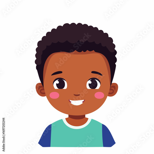 Portrait petit garçon Africain, noir, mignon, souriant,  isolé, fond blanc