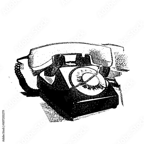 Vector Vintage telephone with rotary dial