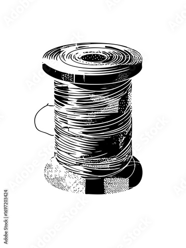 Vector Detailed of a thread spool with visible texture.