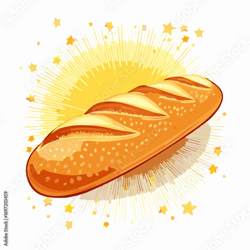 Jolie baguette de pain, fond blanc, tradition culinaire Française, délicieux