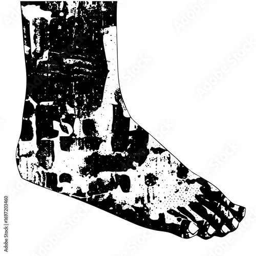 Vector Abstract foot and ankle with splattered ink effect.