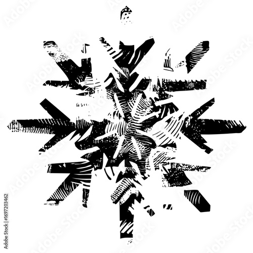 Vector Abstract explosion of jagged linear shapes creates a dynamic starburst.