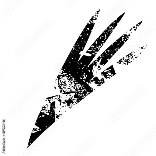 Vector Abstract claw mark with distressed texture.