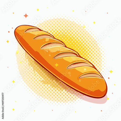 Jolie baguette de pain, fond blanc, tradition culinaire Française, délicieux