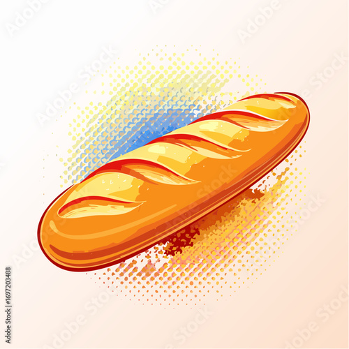 Jolie baguette de pain, fond blanc, tradition culinaire Française, délicieux