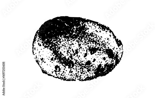 Vector Detailed monochrome of a cratered celestial body.