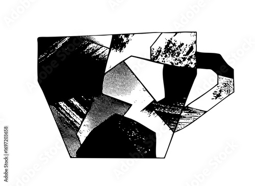 Vector Abstract geometric shapes create a dynamic monochrome composition.