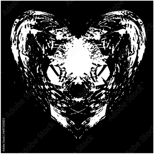 Vector Abstract demonic face with sharp horns and glowing eyes.