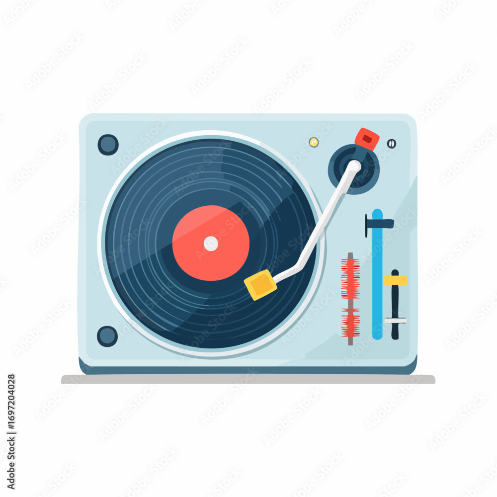 Fototapeta premium Platine disque vinyle, rétro, vue du dessus