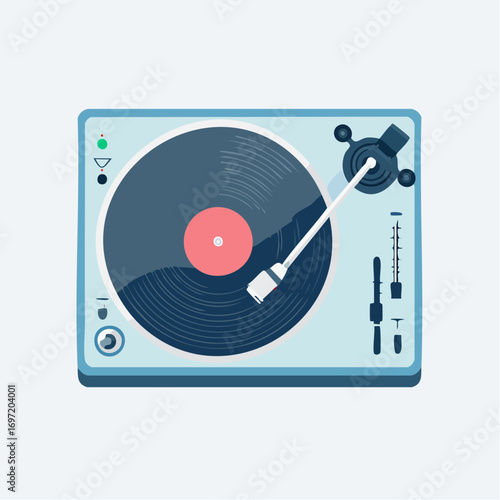 Platine disque vinyle, rétro, vue du dessus