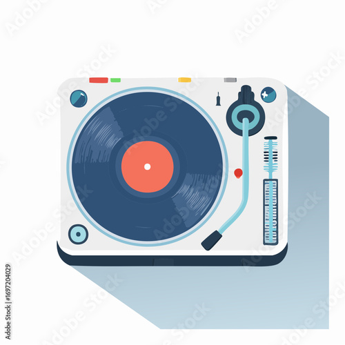 Platine disque vinyle, rétro, vue du dessus