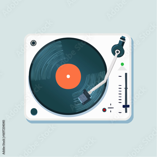 Platine disque vinyle, rétro, vue du dessus