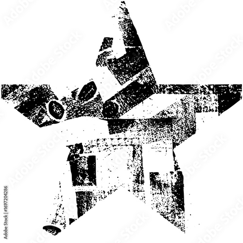 Vector Dynamic figure celebrates victory with raised arm gesture.