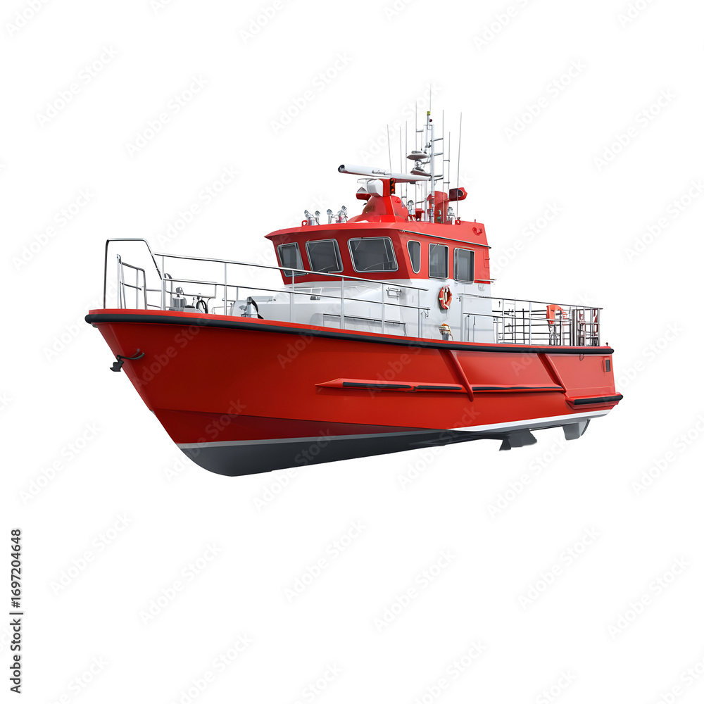 Naklejka premium Red patrol boat illustration