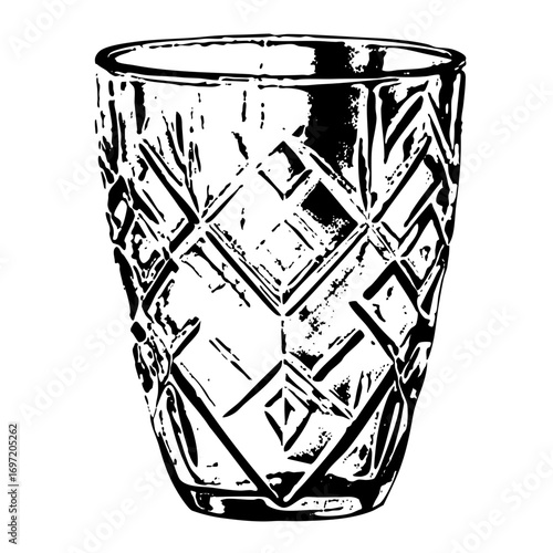 Vector Detailed crystal glass with geometric facets.