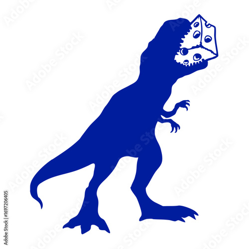 T-Rex Eating Cheese Devour Tyrannosaurus Rex Dino Silhouette