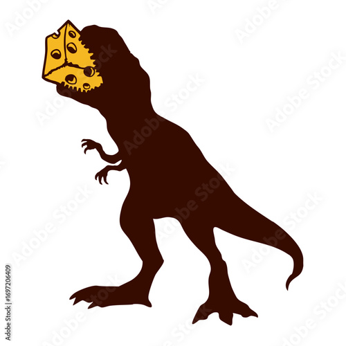 T-Rex Eating Cheese Devour Tyrannosaurus Rex Dino Silhouette