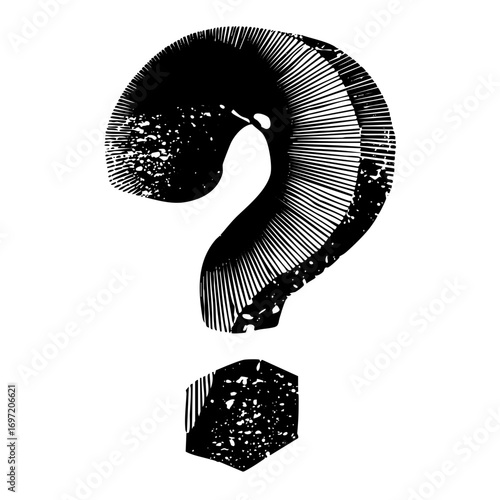 Vector Distressed question mark with radial lines.