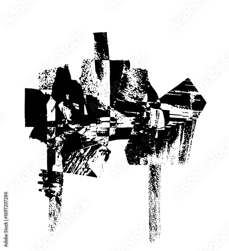 Vector Abstract black shapes create a dynamic fragmented composition.