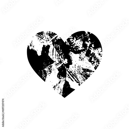 Vector Broken heart with arrow depicts romantic separation.