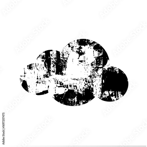 Vector Distressed recycling symbol with textured shapes.