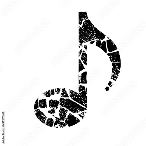Vector Fragmented musical note conveys broken rhythm.