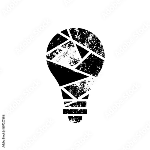 Vector Fragmented lightbulb represents broken ideas and innovation.
