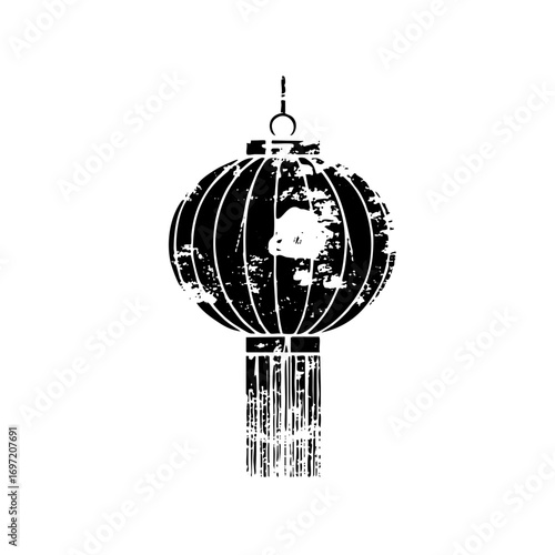 Vector Elegant hanging lantern with distressed texture.