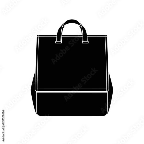 Simple black silhouette of a shopping bag with handles