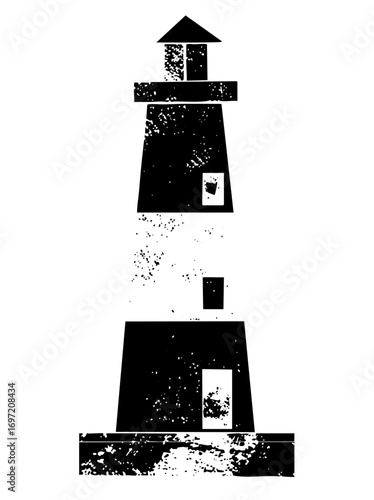 Vector Stylized lighthouse with a distressed texture.