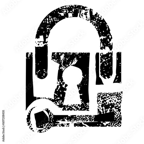 Vector Distressed padlock with keyhole symbolizing security and privacy.