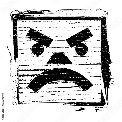 Vector Angry face with pushpins for eyes and mouth vector .
