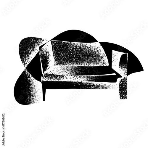 Vector Modern sofa with halftone texture.