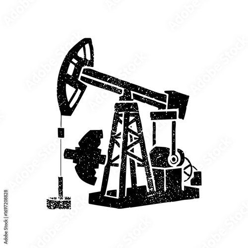Vector Detailed vector of a pumping jack for oil extraction.