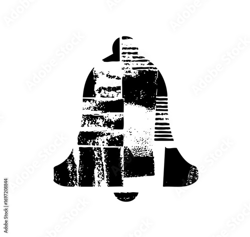 Vector Abstract bell with a fragmented textured .