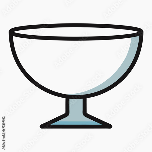 A glass bowl vector on white background.
